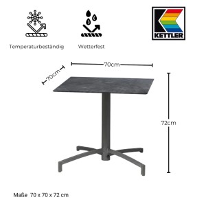 Kettler TUBE Balkon Gastrotisch Alu Klapptisch 70x70 Cm Schiefer Anthrazit
