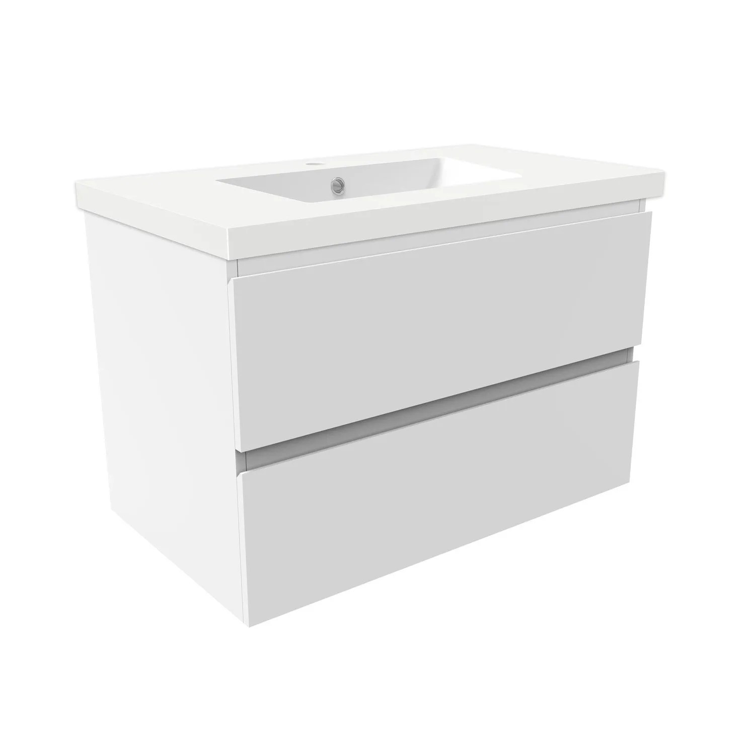 AICA Waschtisch mit Unterschrank 80 cm Aalst Badmöbel Set 2 tlg. Waschbecken mit Unterschrank Weiß Matt Softclose
