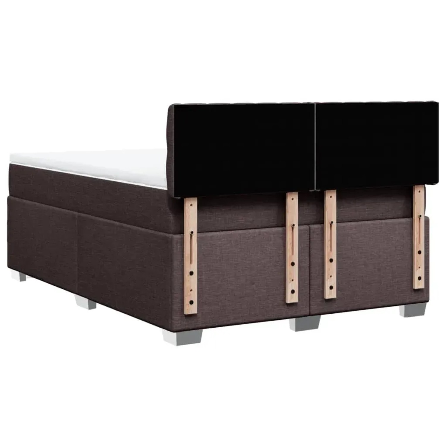 Boxspringbett dunkelbraun 160x200 cm mit Matratze und Kopfteil.