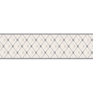 A.S. Création selbstklebende Borte mit geometrischem Muster in Weiß und Grau, 5 m lang.