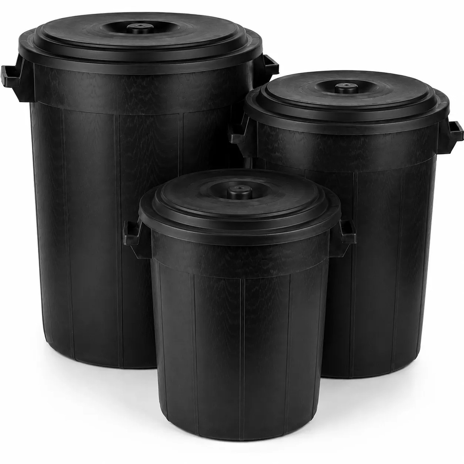 BigDean Universaltonne 100 70 & 50 Liter mit Deckel Allzweck Tonne Schwarz