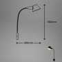Schwarze, schwenkbare Briloner Bettleuchte mit Schalter, 55 cm hoch, für flexible Beleuchtung.