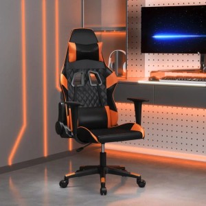 vidaXL Gaming-Stuhl mit Massagefunktion Schwarz und Orange Kunstleder 345517