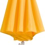 Geschlossener, goldgelber Schneider Balkonschirm Ibiza Ø 240 cm mit Knickfunktion.