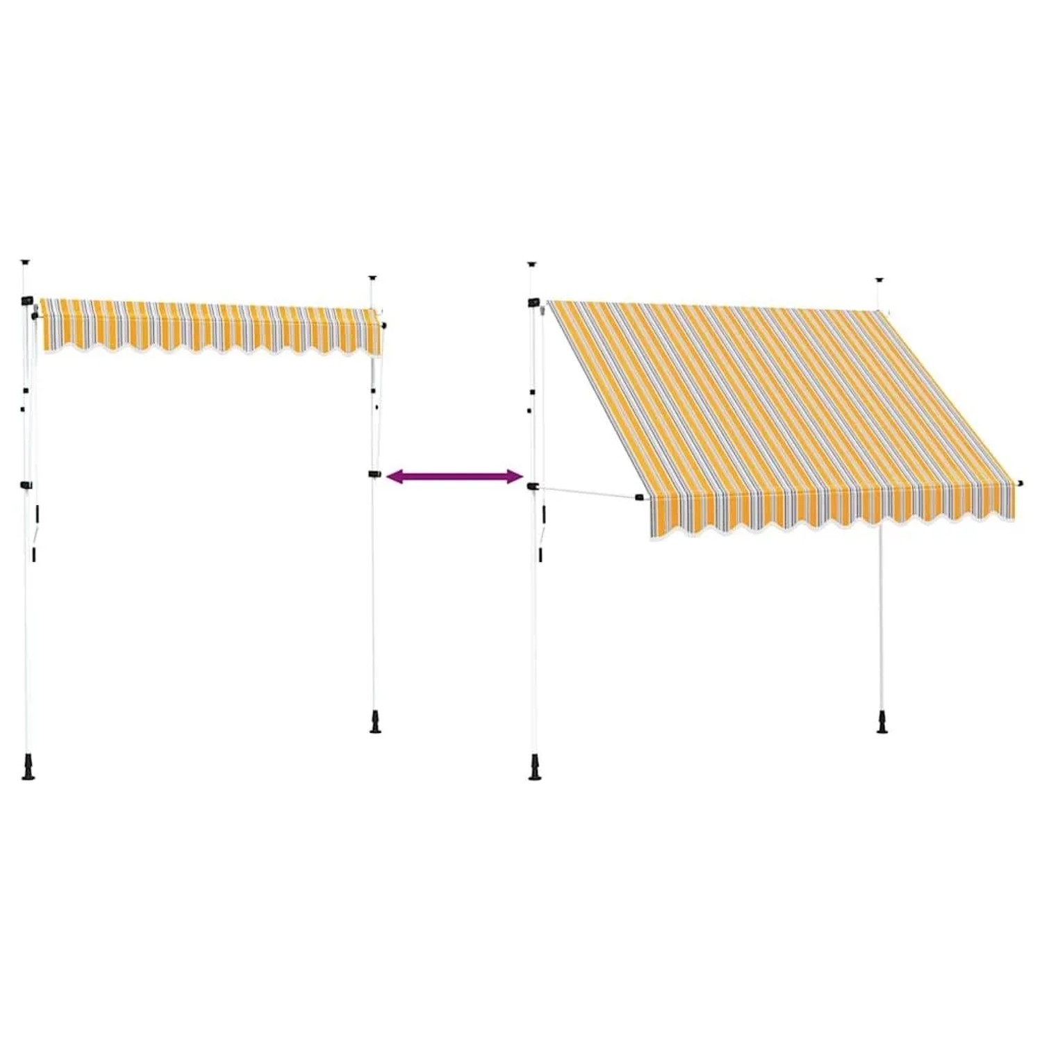 vidaXL Einziehbare Markise Handbetrieben 250 cm Gelb/Blau Gestreift 43227_6