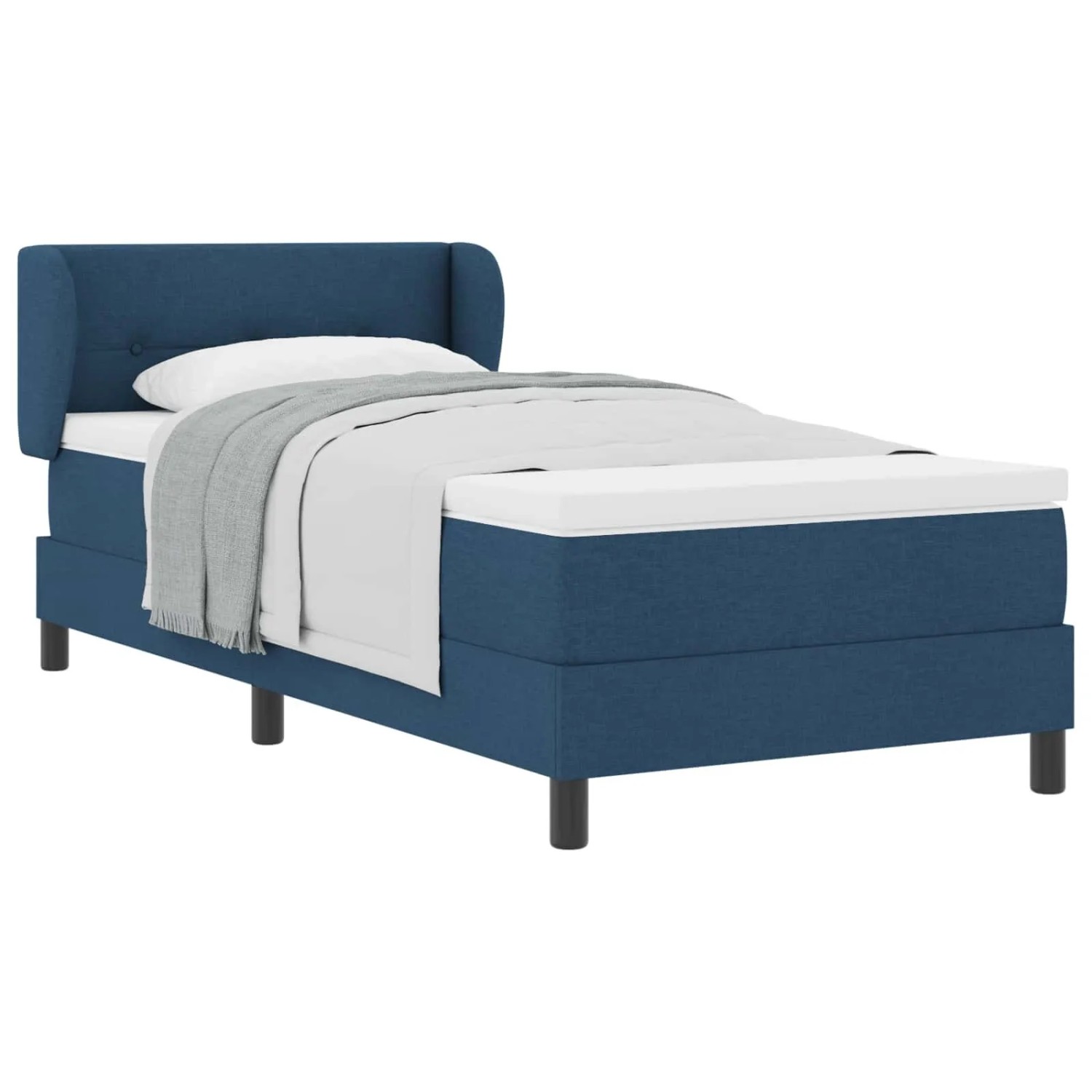 vidaXL Boxspringbett mit Matratze mit Kopfteil Blau 90 x 200 cm Stoff 3340009