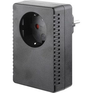 Einschalt-Strombegrenzer für Innen, 1-fach, aus robustem Kunststoff mit Schutzkontaktstecker/-Steckdose.