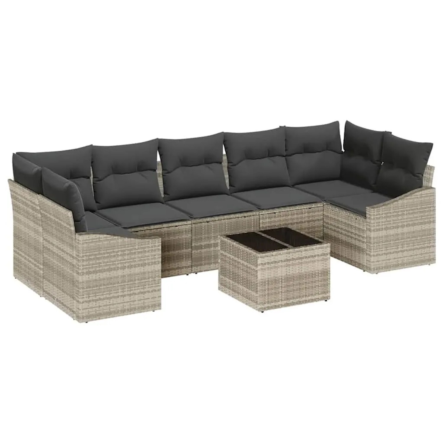 vidaXL Sofa Set mit Kissen 8-Tlg Hellgrau und Dunkelgrau Poly-Rattan 335531 günstig online kaufen