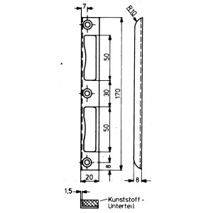 Technische Zeichnung: Winkelblech für Zimmertüren mit Maßen.