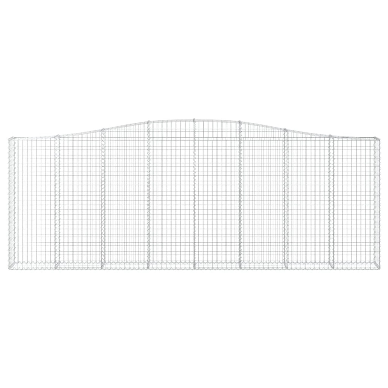8er Set Gabionen mit Hochbogen, 400x30x140/160cm, aus verzinktem Eisen für Hochbeete.