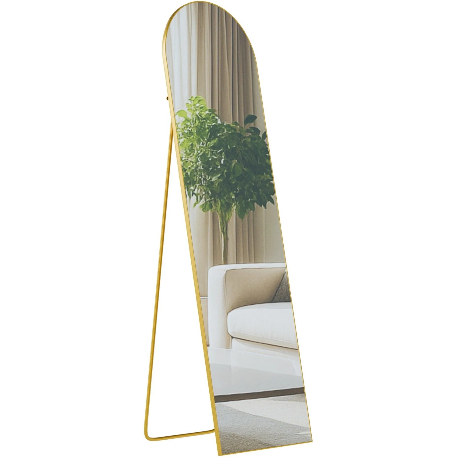 DELUKE Standspiegel MALAGA Glas Gold Glanz 40x3x140cm Ganzkörperspiegel Freistehender Spiegel Groß Schlafzimmer