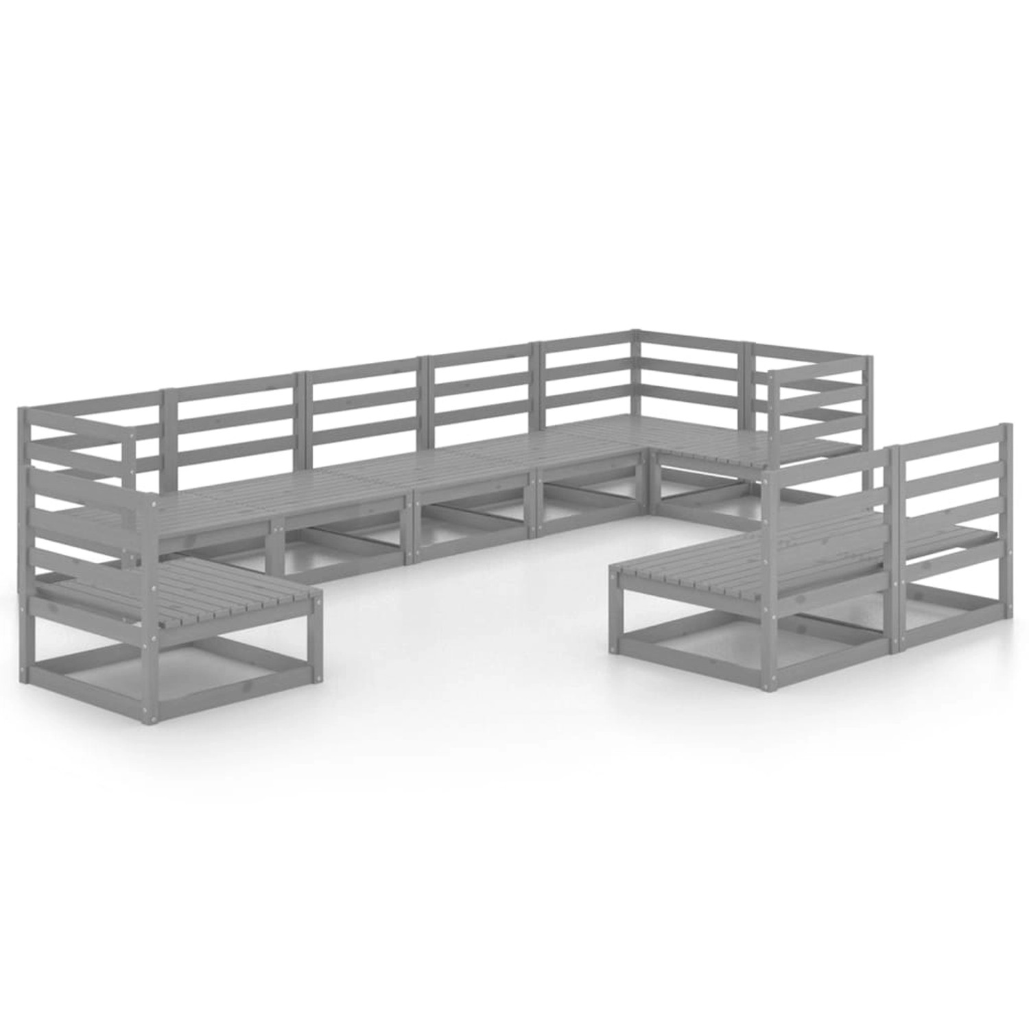 vidaXL 9-tlg Garten-Lounge-Set Grau Kiefer Massivholz Modell 9 günstig online kaufen