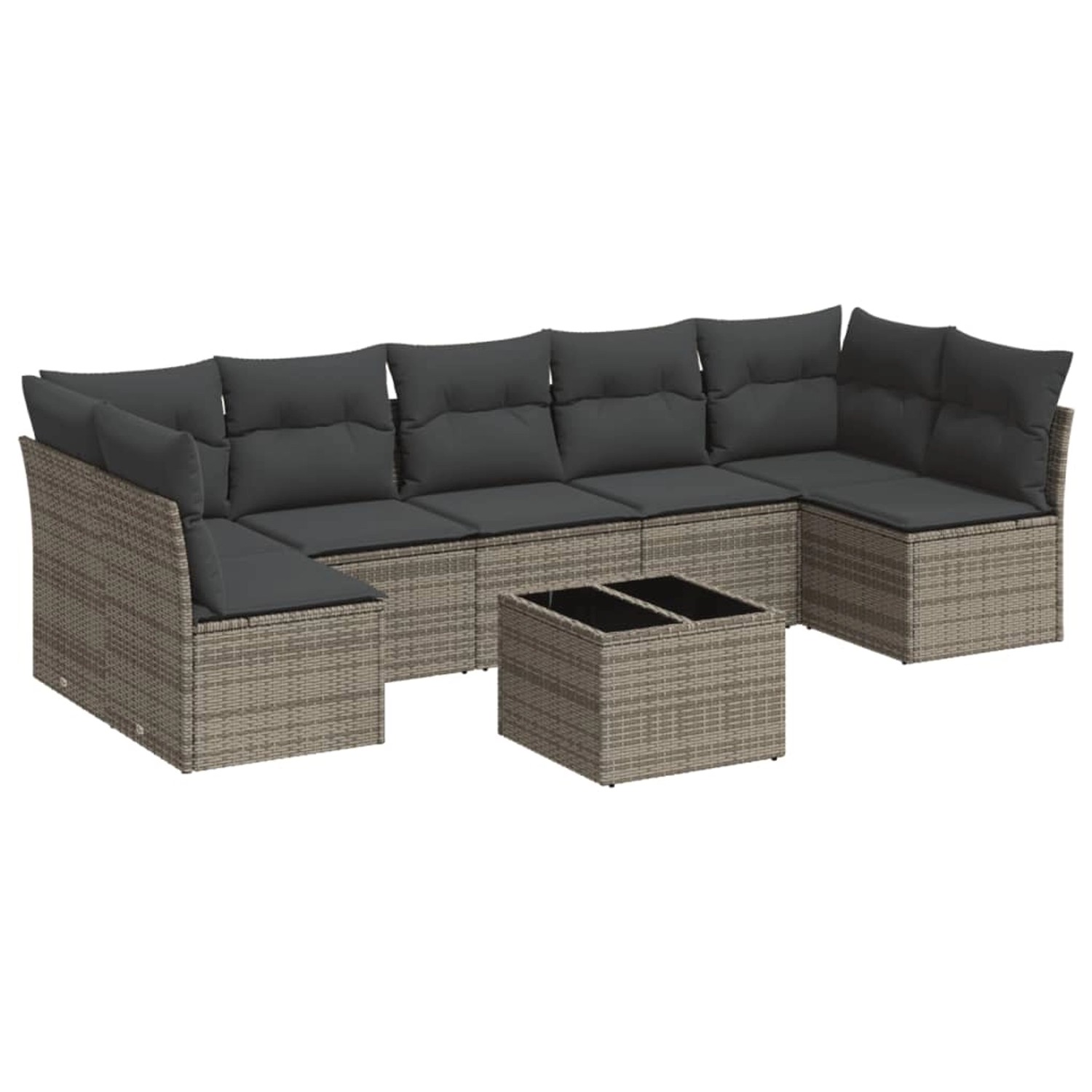 vidaXL 8-Tlg Garten-Sofagarnitur mit Kissen Grau Poly Rattan 3217440 günstig online kaufen