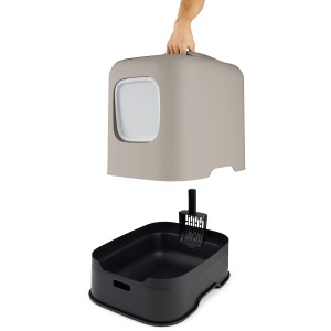 Rotho Katzentoilette Biala, Cappuccino, mit Schaufel und Filter. Deckel abnehmbar.