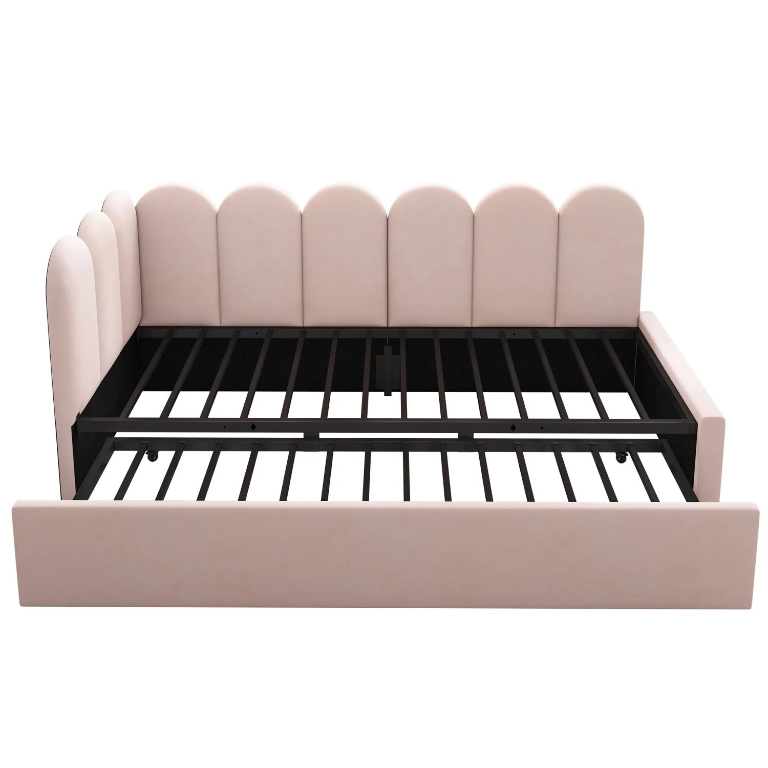 KOMHTOM Polsterbett Daybett 90x200Cm Tagesbett Schlafsofa Mit Ausziehbett 90x190Cm  Kinderbett Mit Lattenrost  Samt  Rosa  Ohne Matratze