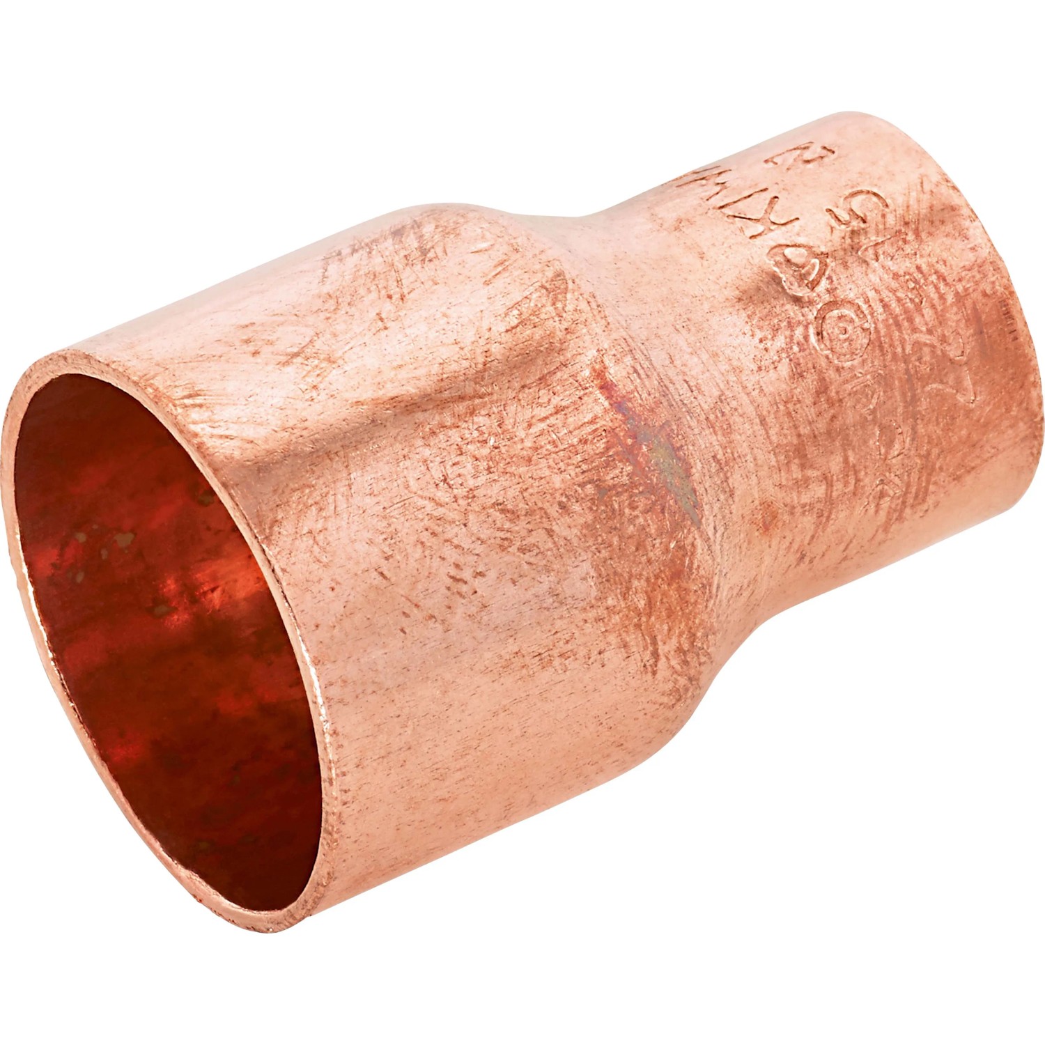 Löt-Reduziermuffe aus Kupfer, 22 mm x 15 mm, für Kupferrohr-Verbindungen.