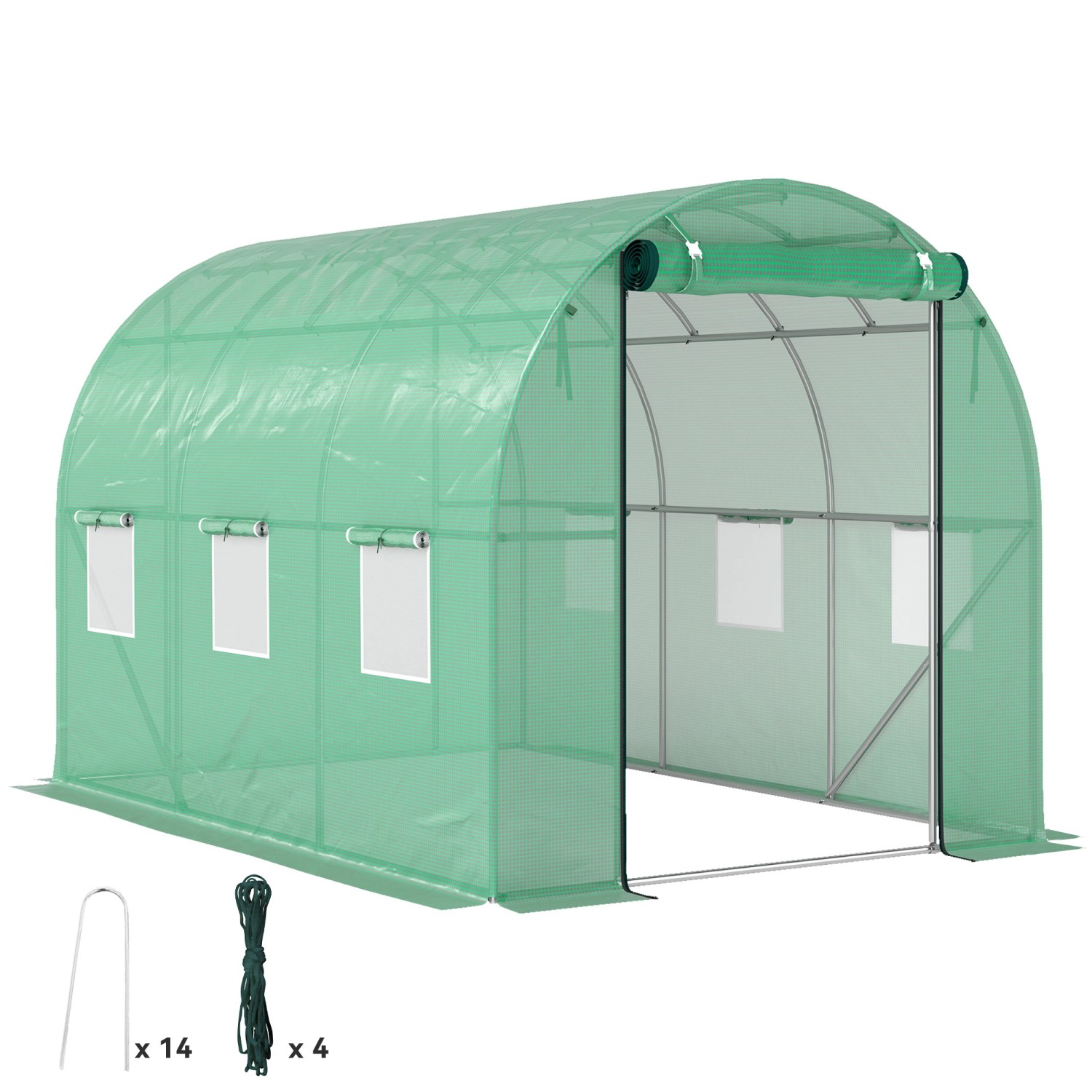 Outsunny Folientunnel Winterfest Tomatenhaus mit Erdanker Kunststoff Stahl günstig online kaufen