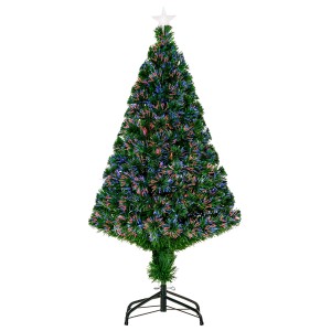 HOMCOM künstlicher Christbaum, 120 cm, mit Lichtfaser und LED-Beleuchtung, inklusive Metallständer.