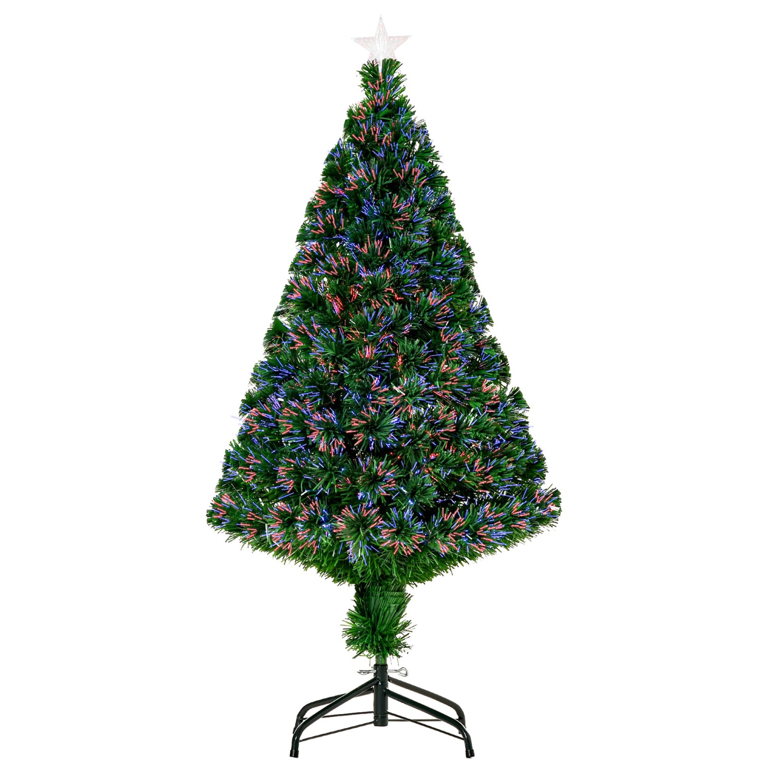 HOMCOM 120 cm Künstlicher Christbaum Lichtfaser LED mit Metallständer