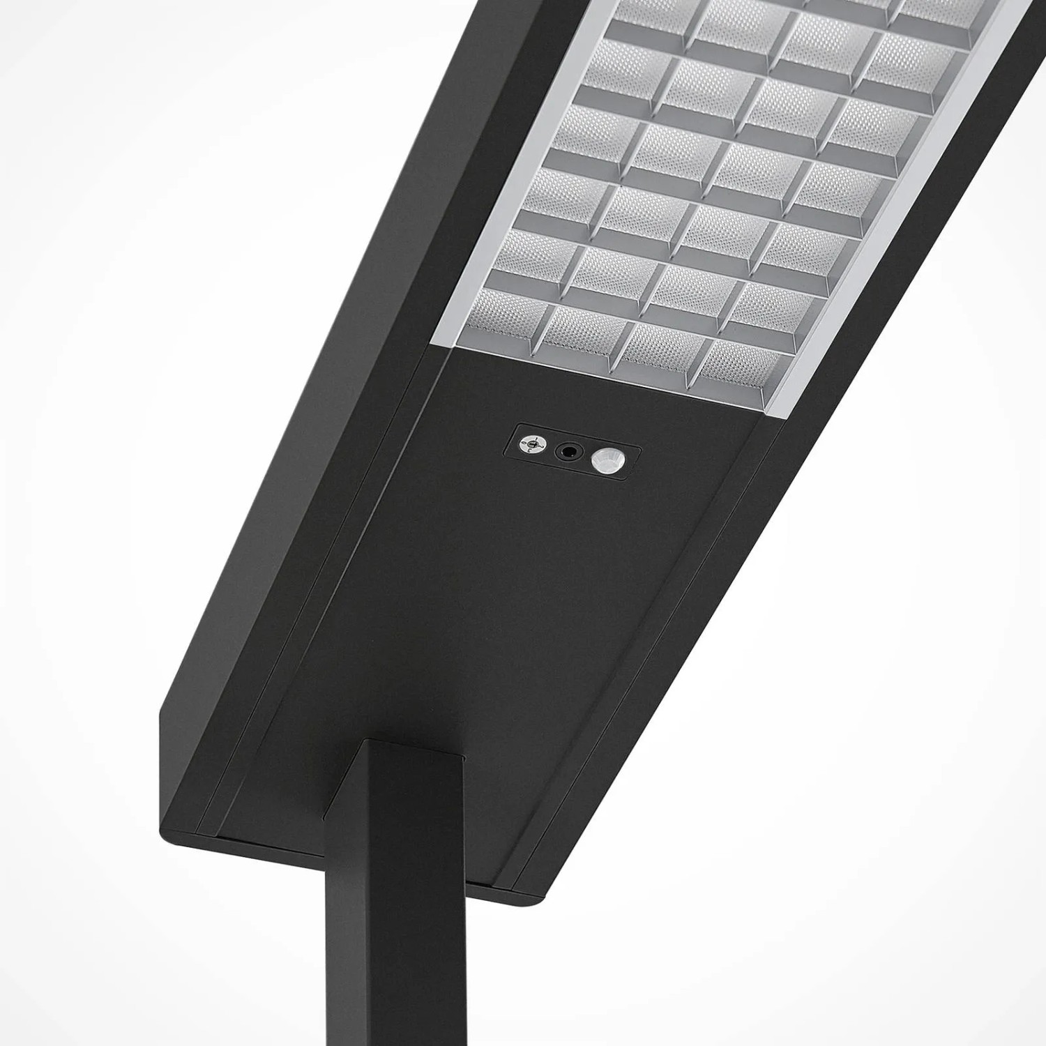 Moderne, dimmbare LED Bürostehleuchte Susi in Schwarz mit Bewegungsmelder für Arbeitszimmer.