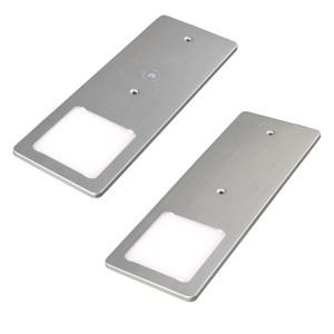 2er Set kalb LED Unterbauleuchten in Silber mit Touchdimmfunktion und warmweißem Licht.