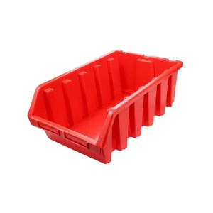 Rote PROREGAL Sichtlagerbox aus Polypropylen, 18,7x33,3x50 cm, für Aufbewahrungssysteme.