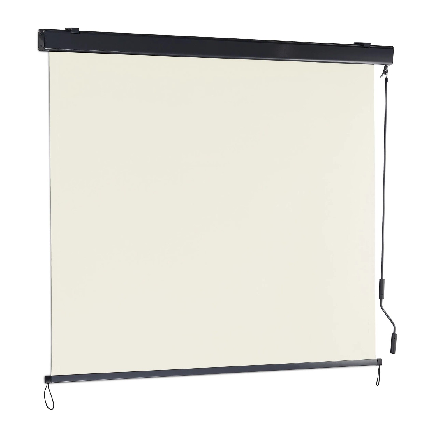 Relaxdays Senkrechtmarkise mit Kassette und Kurbel Beige 250 cm x 160 cm