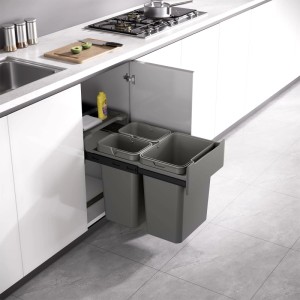 SVITA EMCombo40 Einbaumülleimer 40L 2x10L+20L 3 Fächer mit Deckel Mülltrennsystem