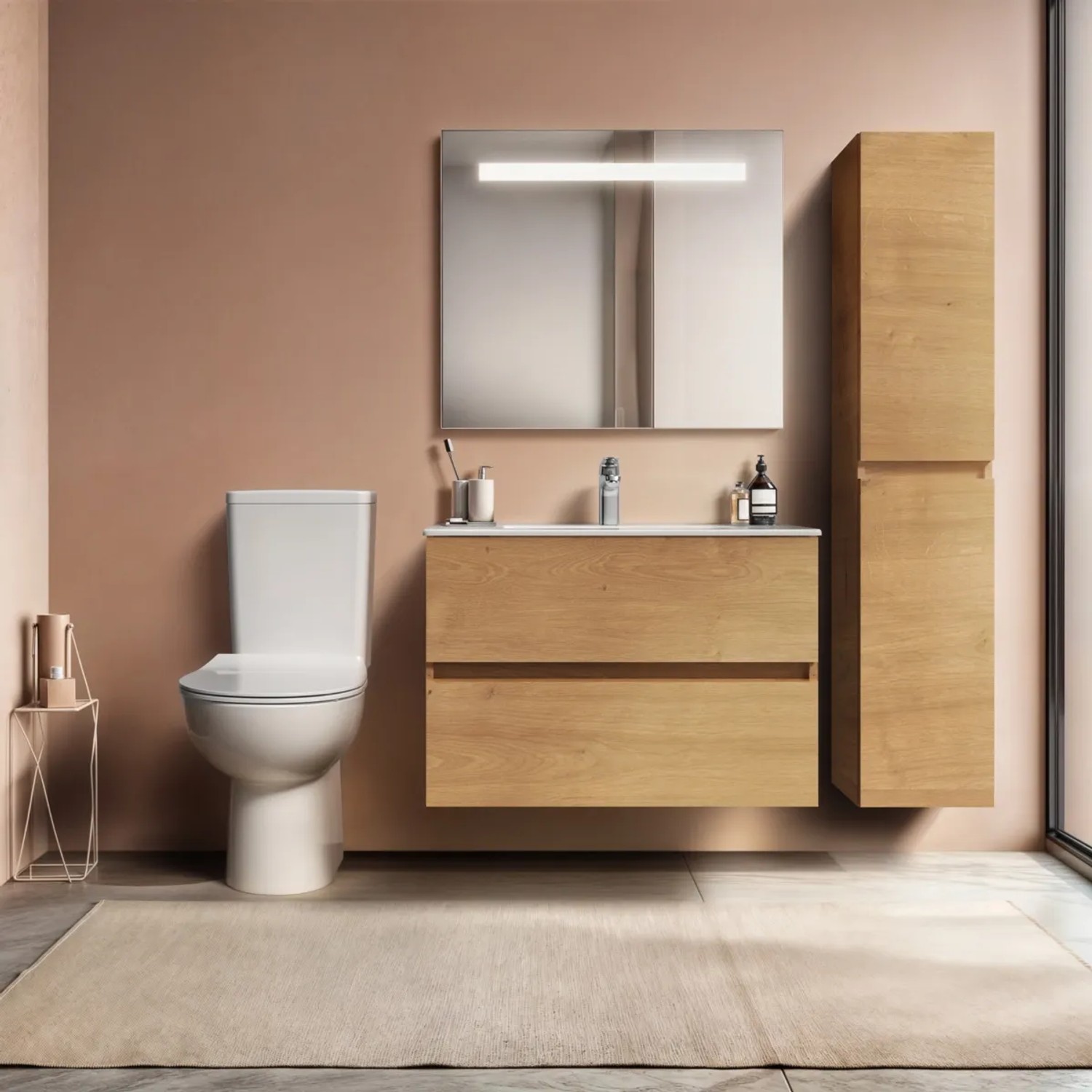 Ideal Standard Badmöbel-Set Eurovit+ mit Unterschrank, Waschtisch (61 cm) in Eiche.