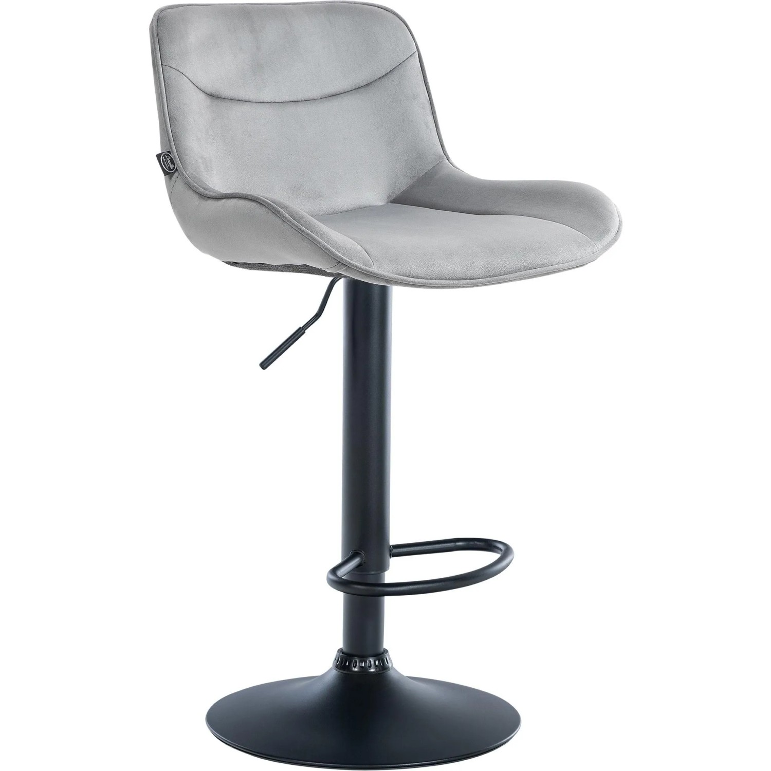 DELUKE Barhocker RAGAD Samt Grau 49x51x85cm Schwarz Barstuhl Höhenverstellbar Mit Lehne Drehbar Tresenhocker Tresenstuhl