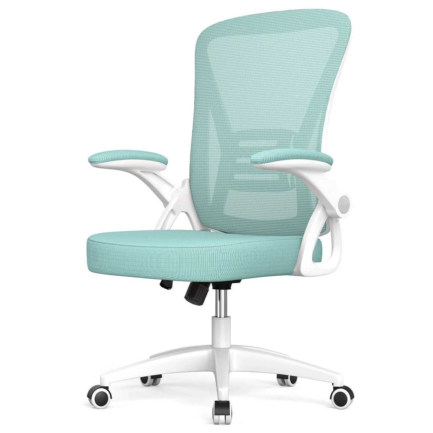 Rattantree Ergonomischer Drehstuhl mit Klapparmlehnen Höhenverstellbar Mesh Rückenlehne Grün