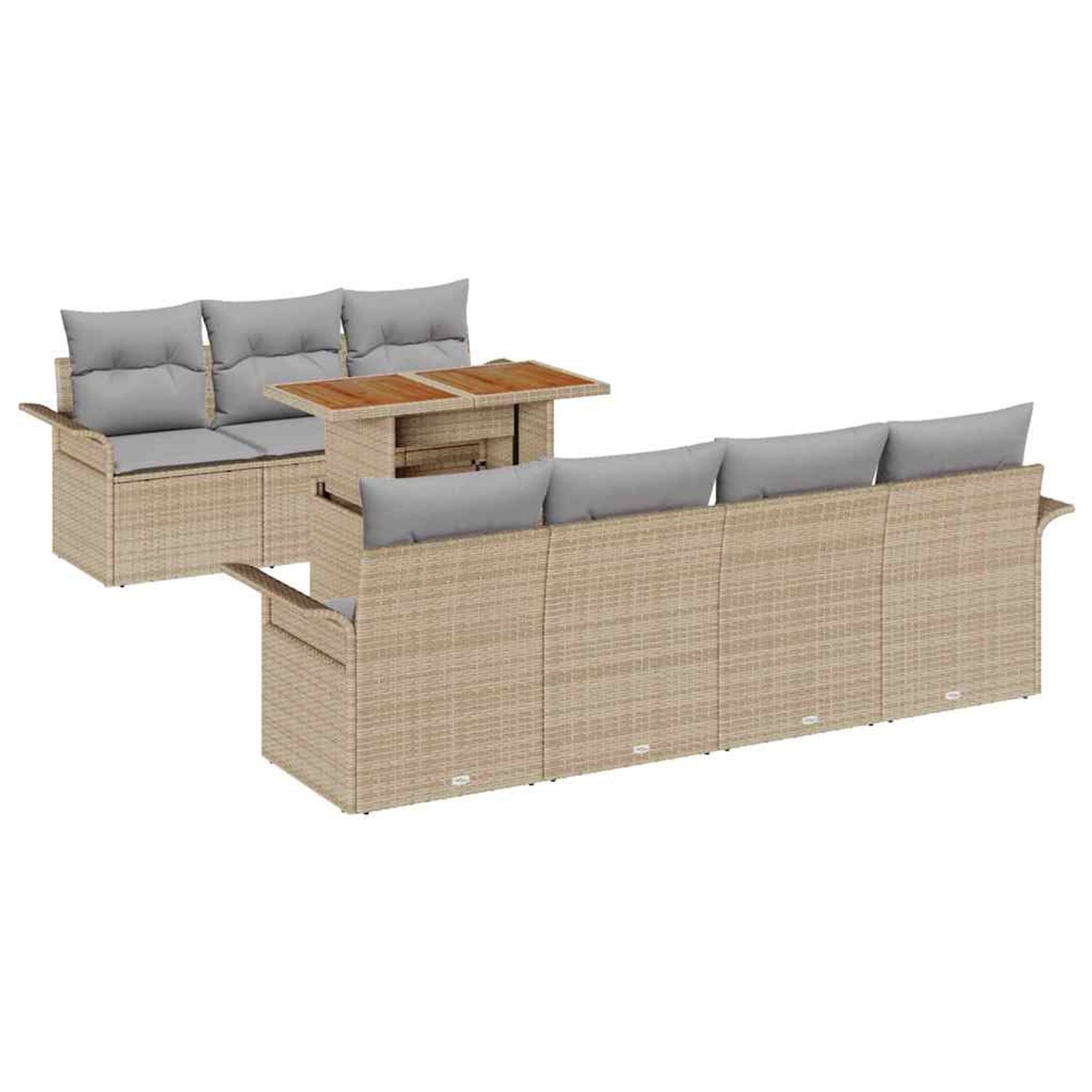 vidaXL Garten-Sofa-Set mit Speicher 8-Tlg Beige Poly Rattan 3358030 günstig online kaufen