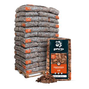 Palette Galamio Pinienrinde Deko, 39 Säcke à 60l. Dekorative Bodenabdeckung für den Garten.