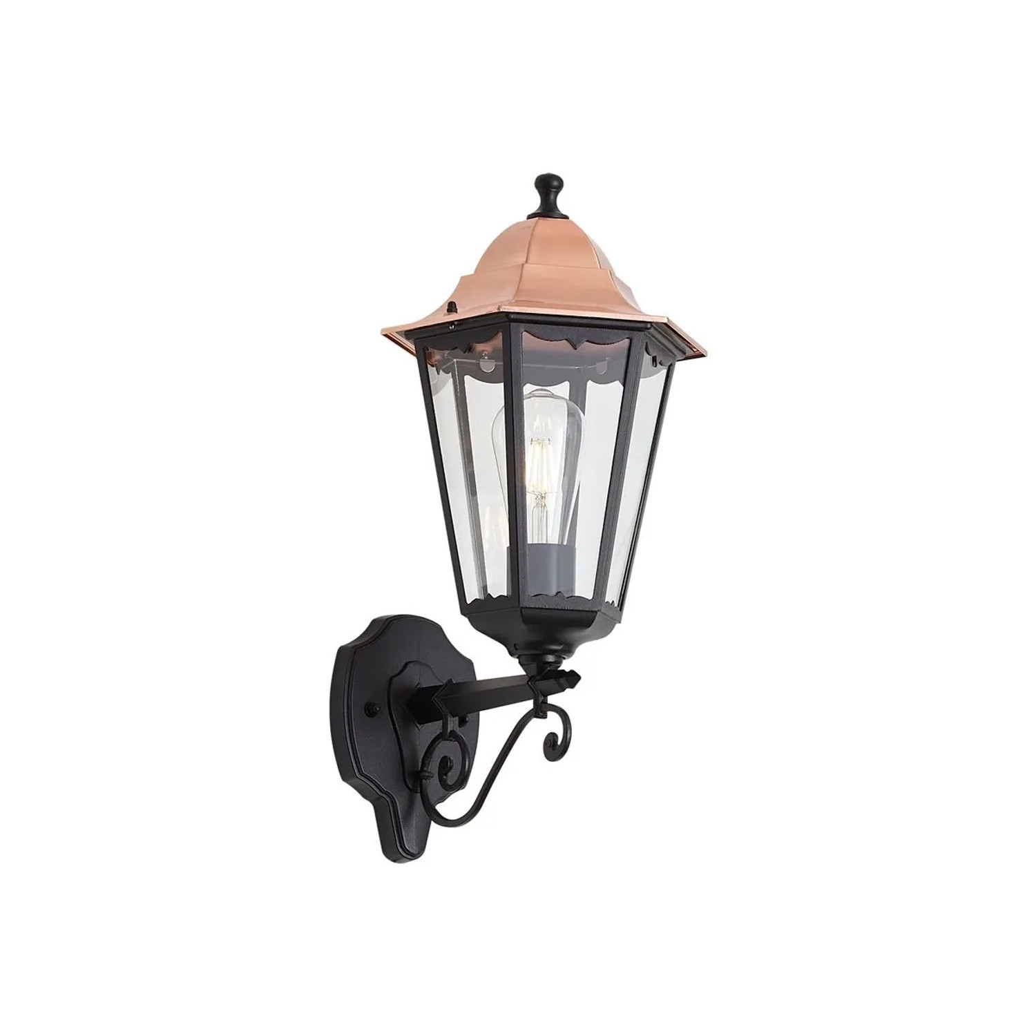 QAZQA Klassische Wandleuchte Schwarz mit Kupfer IP44 Havana