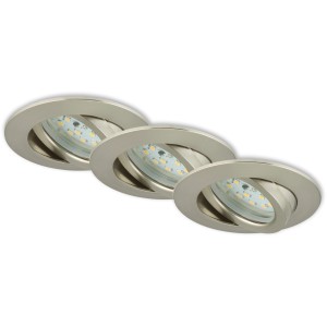 Briloner LED-Einbauleuchten 3er-Set, dimmbar und schwenkbar, Nickel matt.