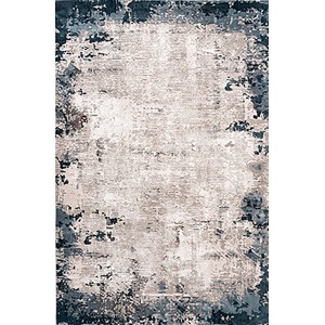 Blauer Kurzflorteppich Opal 912, 120x170 cm, mit abstraktem Muster.