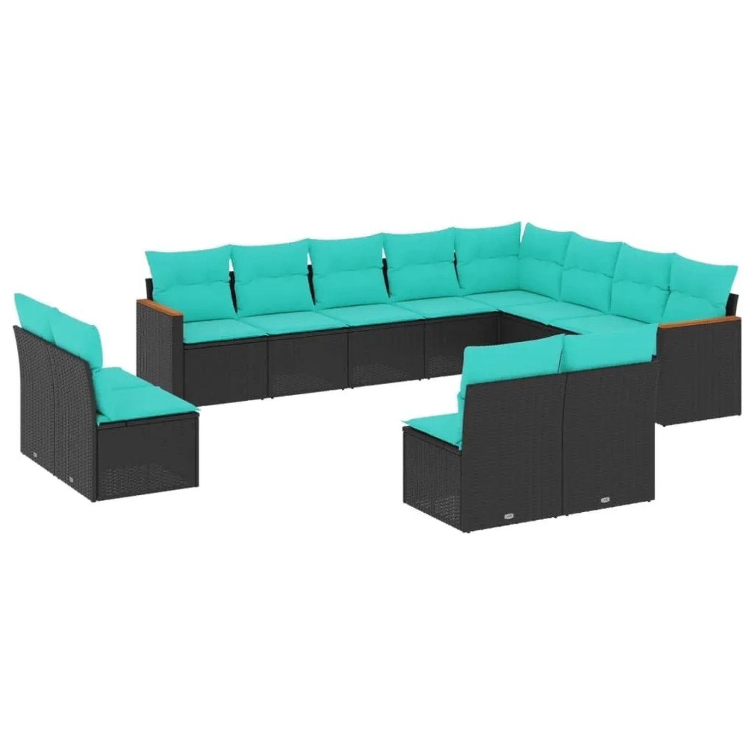vidaXL 12-Tlg Gartensofa-Set mit Kissen Schwarz Polyrattan 3226470 günstig online kaufen