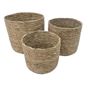 3-teiliges Korb-Set Sian aus Seegras, naturfarben, für Aufbewahrung und Deko.