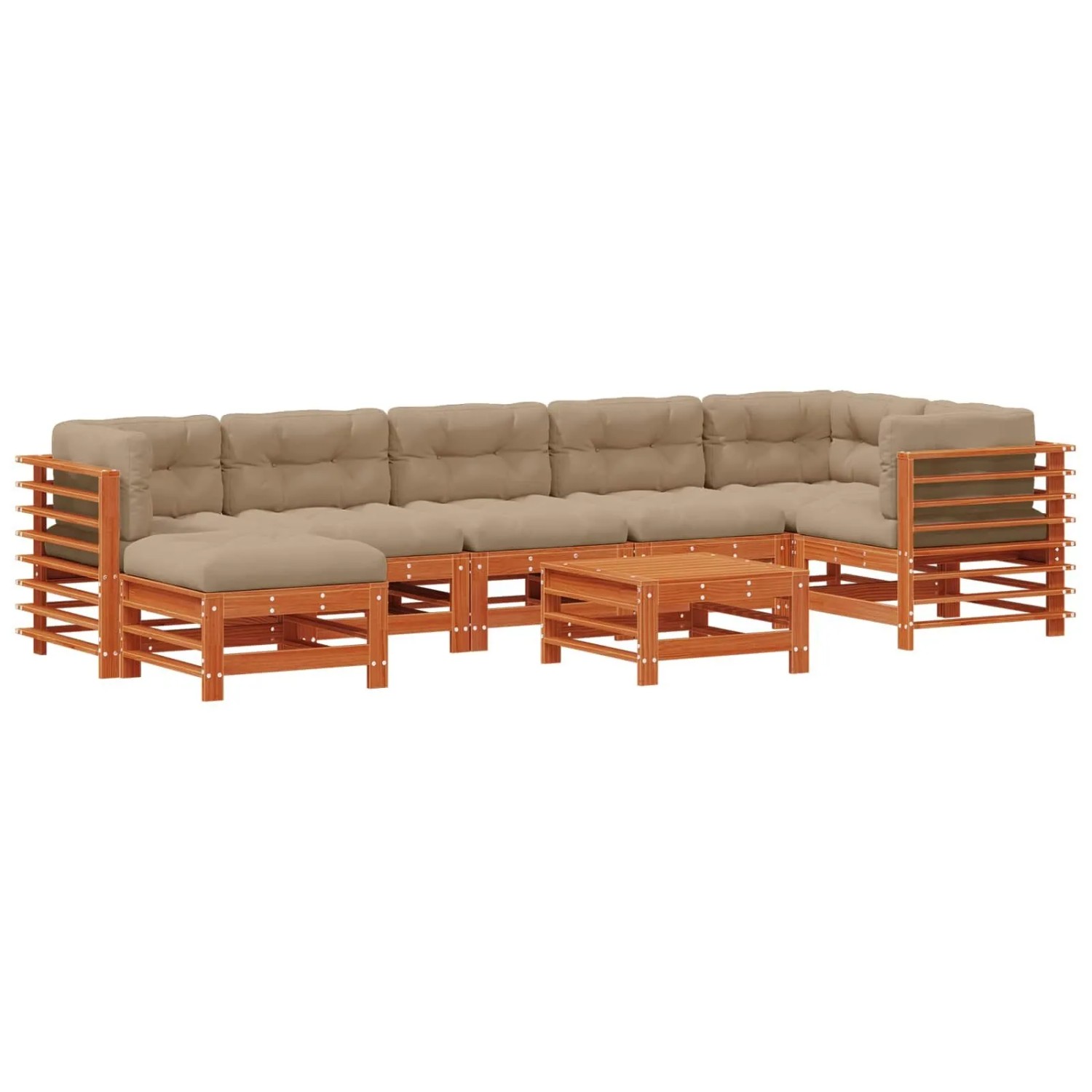 vidaXL Garten-Lounge-Set 8 Stk Wachsbraun Massives Kiefernholz 3418077
