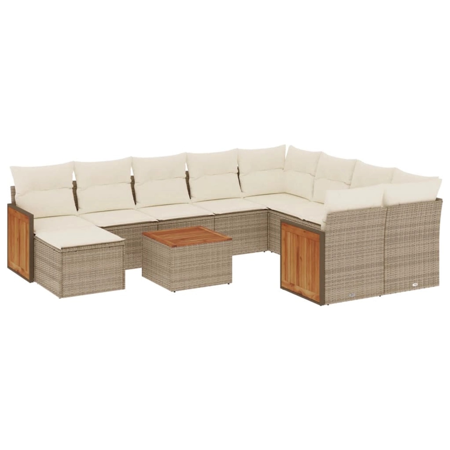vidaXL 11-Tlg Garten-Sofagarnitur mit Kissen Beige Poly Rattan 3260644 günstig online kaufen