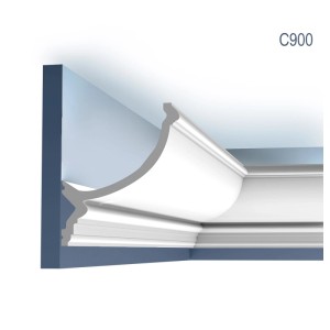 Weiße ORAC DECOR C900 LUXXUS Eckleiste als Stuckprofil für Decken und Wände.