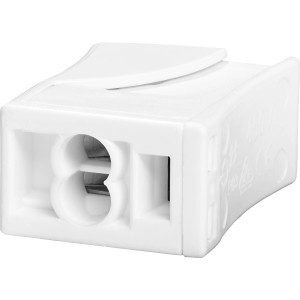 Weiße 2-polige Leuchtenklemme für Kabel von 0,75-2,5mm, 25er Pack.