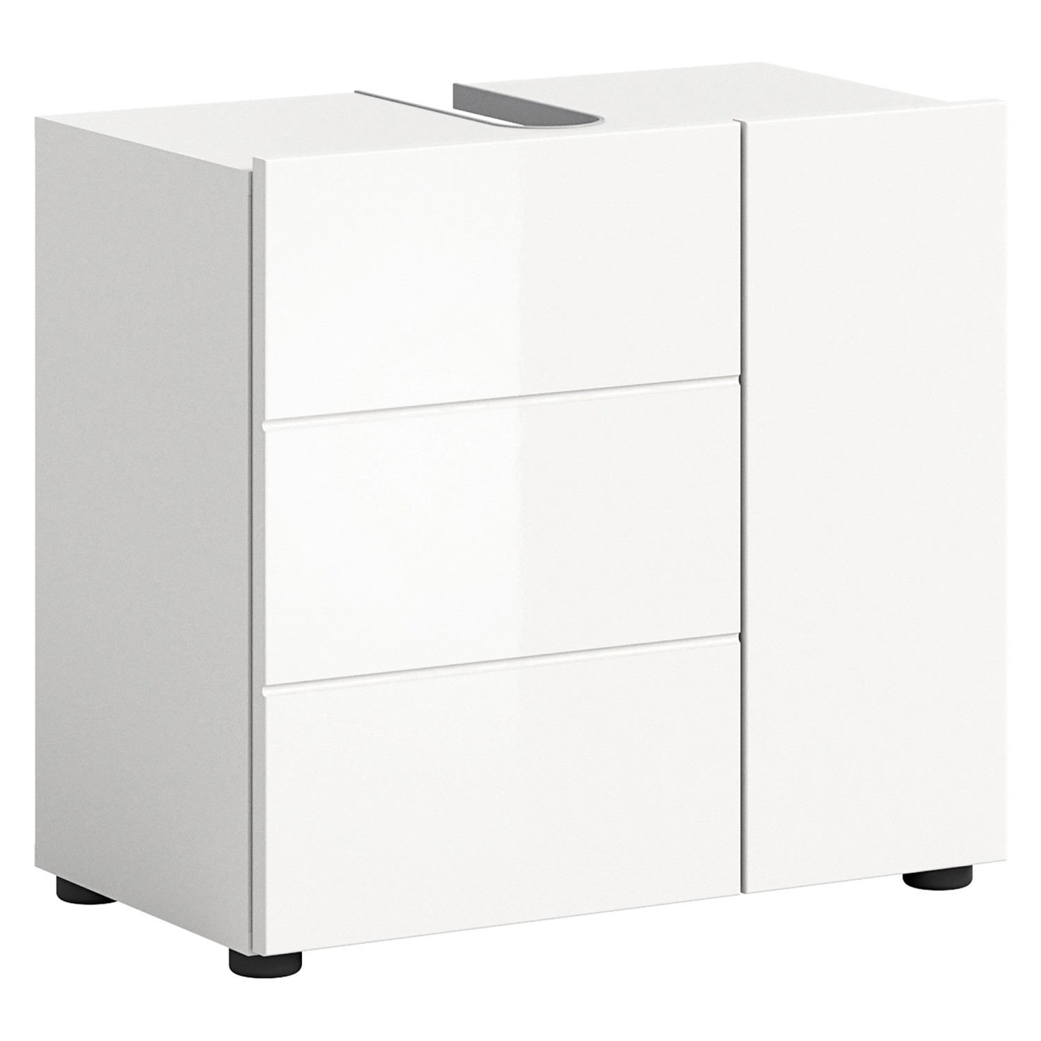 Thumbnail - Waschbeckenunterschrank Vira 3-türig in Weiß Hochglanz 57 cm x 60 cm x 34 cm