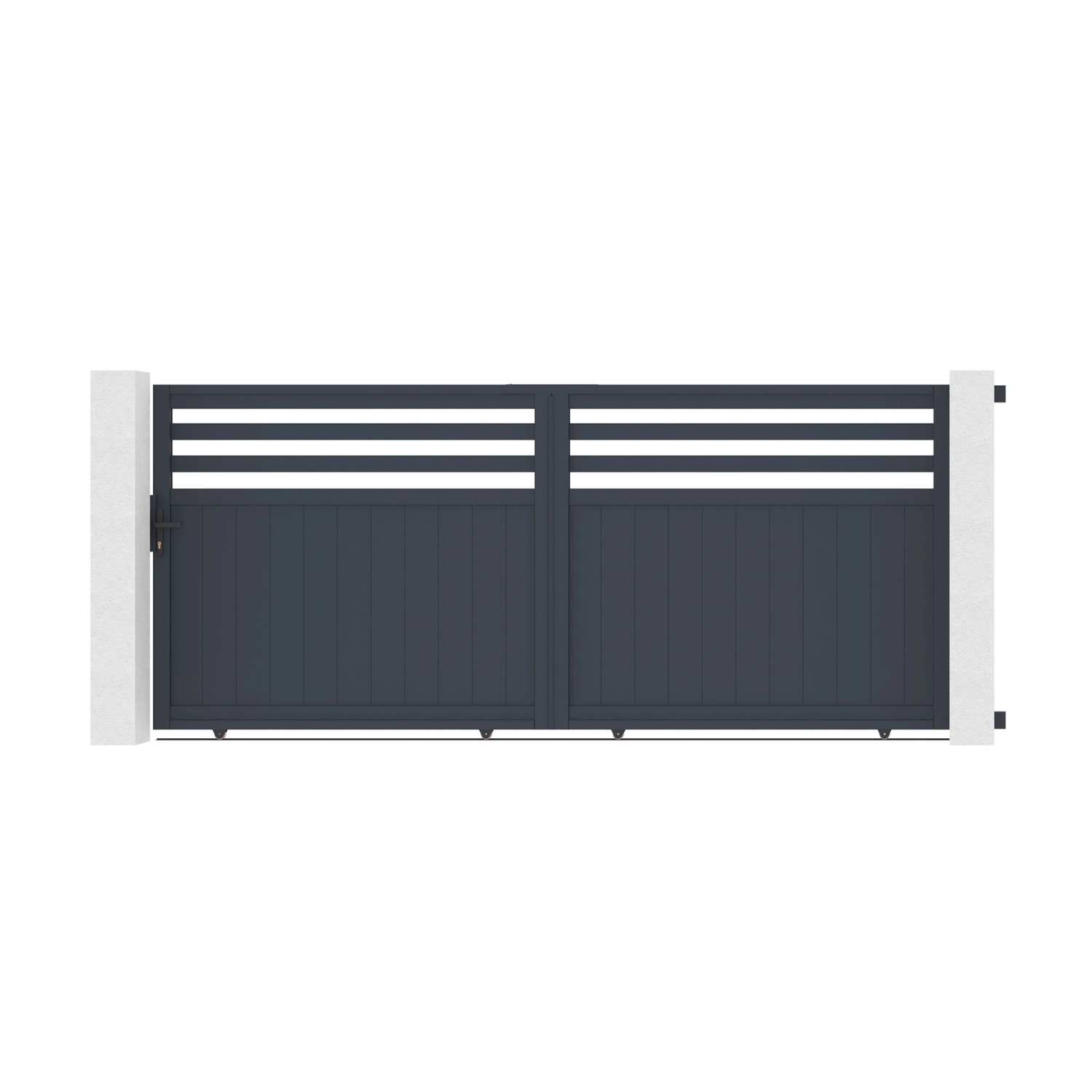 Casanoov Schiebetor Nevis 370x160cm Aluminium & 2 Eifel Pfosten H.190cm Gra günstig online kaufen