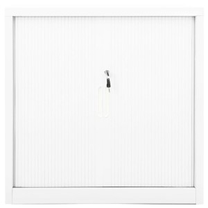 Weißer vidaXL Schrank mit Schiebetür, 90x40x90 cm, aus Stahl. Büroschrank mit Schloss.