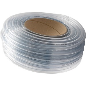 Aufgerollter, transparenter Fitt Glasklarschlauch (Ø 8 mm) für Garten, Industrie und Aquaristik.