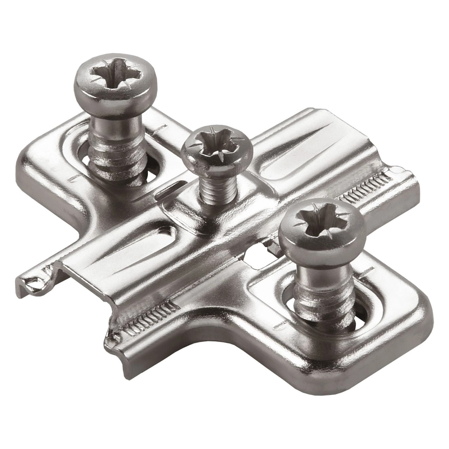 SALICE Kreuzmontageplatte Serie 200 H3 Langloch mit Euroschrauben Nickel Matt