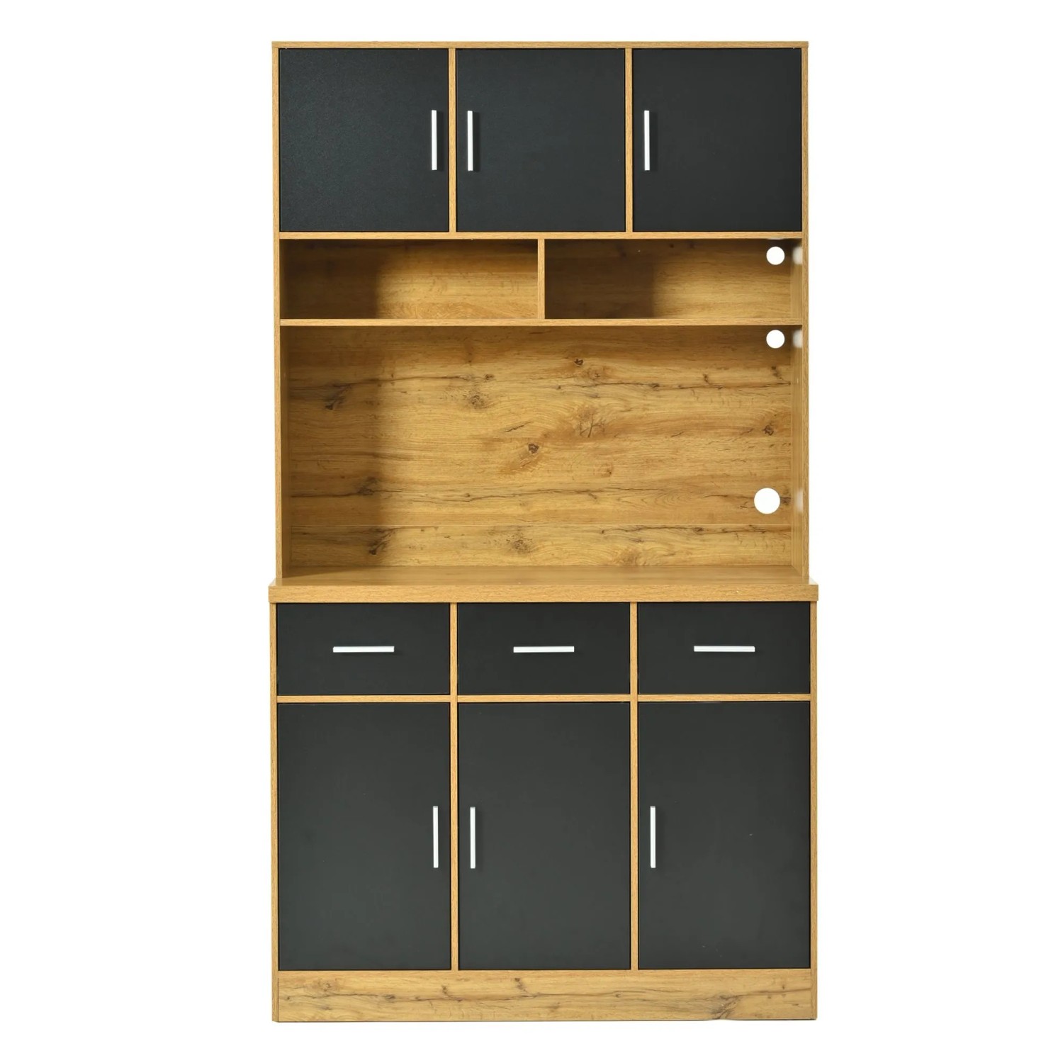 okwish Buffet mit LED Beleuchtung APP Steuerung Verstellbare Einlegeböden 100x40x180cm Schwarz