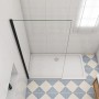 AICA Walk In Duschwand mit schwarzem Rahmen, 30x200cm, 10mm NANO ESG Glas.