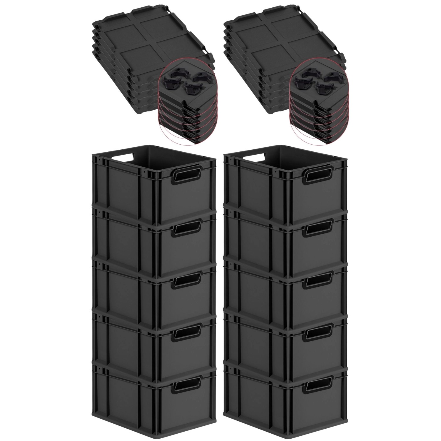 PROREGAL SparSet 10x Eurobox Nextgen Color Mit Auflagedeckel HxBxT 22x30x40 günstig online kaufen